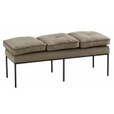 BENCH 3 SEATER BEIGE VELVET CUSHION METAL LEG - CHAIRS, STOOLS